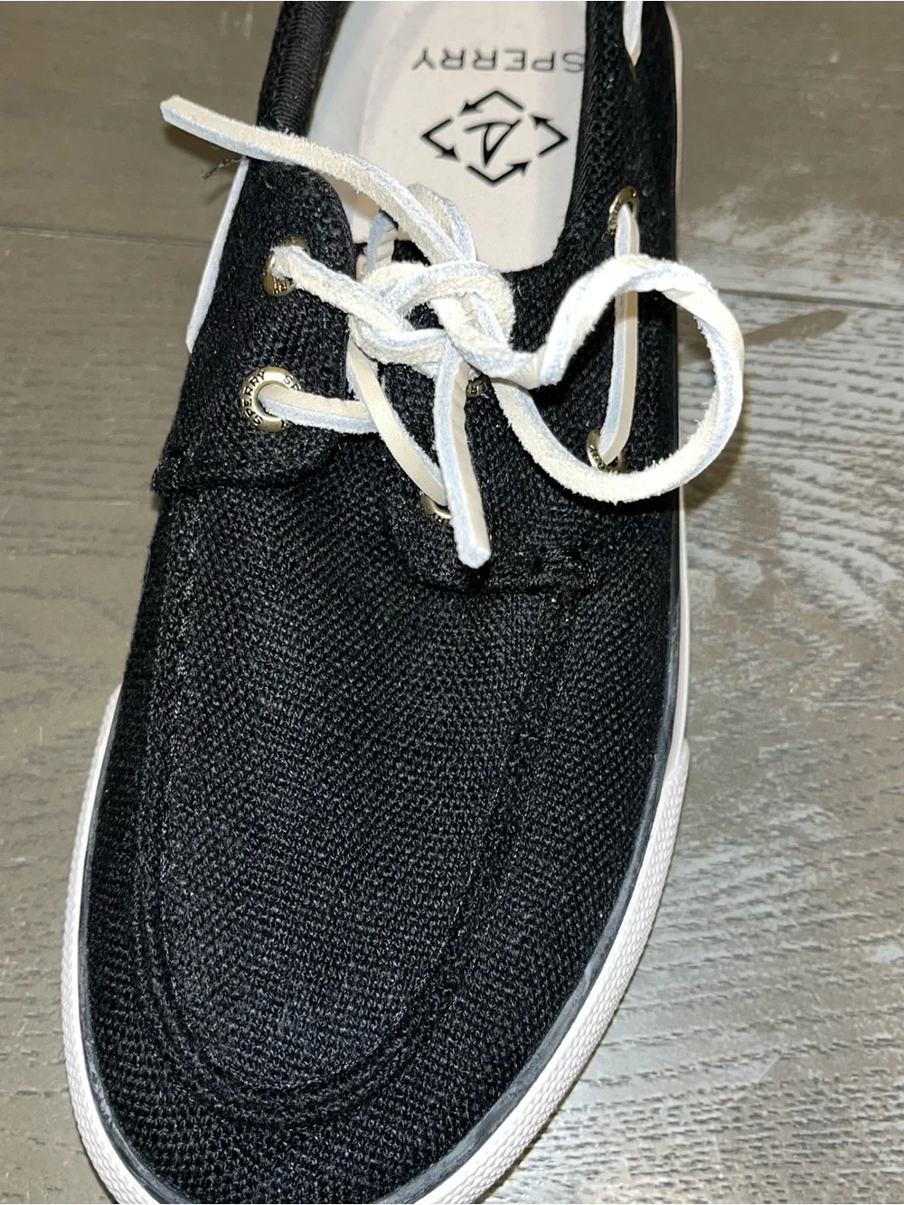 Sperry Black Canvas Boat Shoes Sneakers NWOB Mens US 8.5